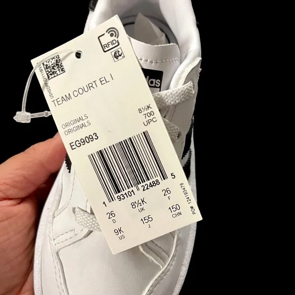 adidas Originals Toddler Boys Team Court Sneaker Sz 9 White Black Casual Comfy - Picture 4 of 11